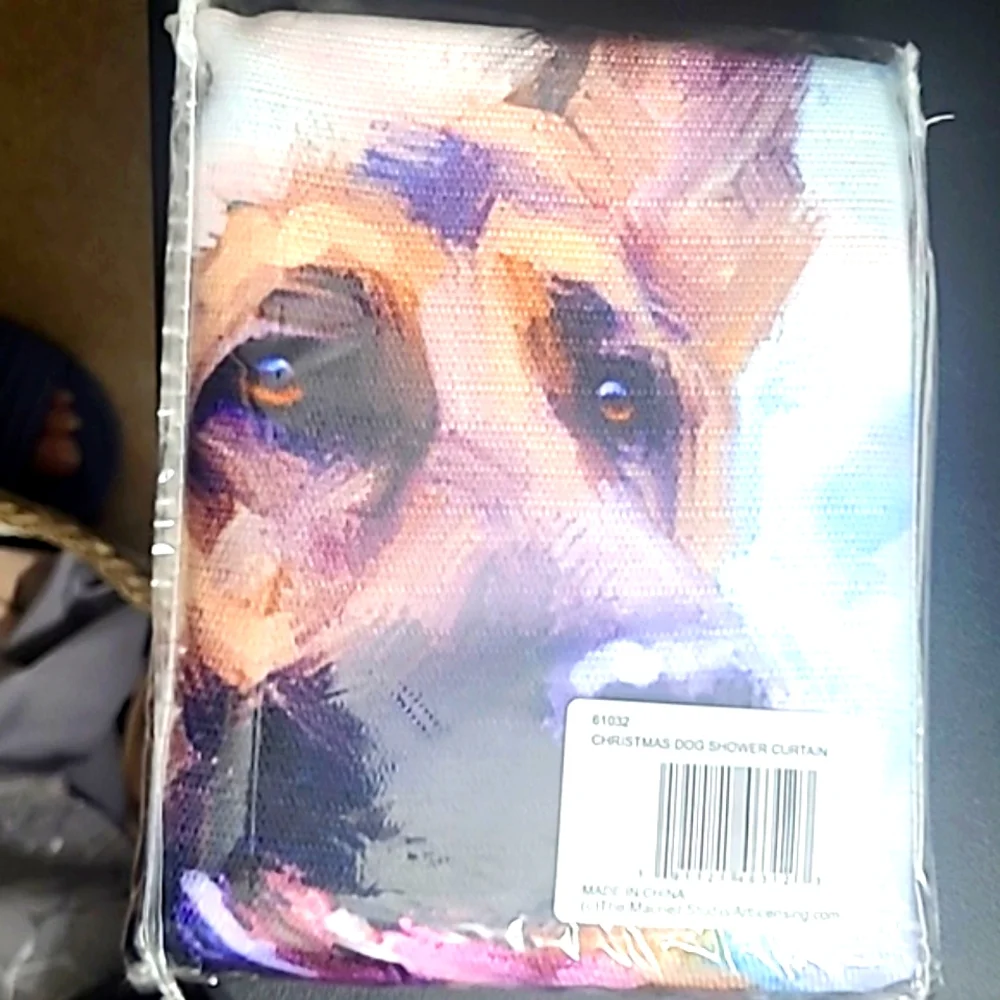 NIB The Macneil Studio Fabric Christmas Dog Shower Curtain